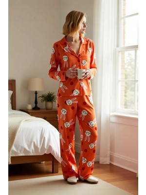 Benerly Kadın Gömlek Yaka Standart Kol Regular Kalıp Pijama Takımı Fonksiyonel Estetik