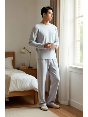 Benerly Erkek Bisiklet Yaka Standart Kol Uzun Kollu Regular Fit Örme Pijama Takımı Fonksiyonel Şık