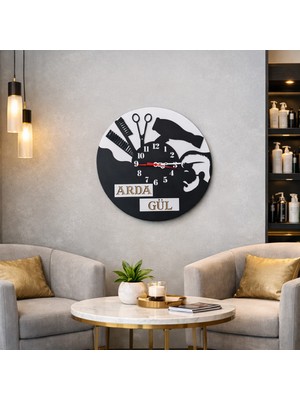 Kuaför Salonları Için Tasarlanmış Duvar Saati 50 cm Kişiye Özel NO62