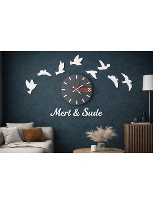 Salon Için Duvar Saati Kişiye Özel 40 Cmdir Kuş 8 Adettir No 64