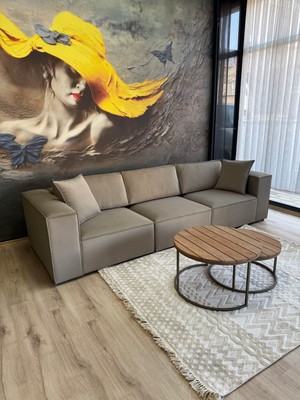 Erduran Mobilya Angelo 3 Modül Sırt Minderli Leke Tutmaz Kumaş Kanepe