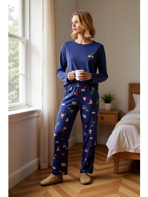 Benerly Kadın Gömlek Yaka Uzun Kol Örme Pijama Takımı Fonksiyonel Dayanıklı Kaliteli Şık