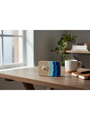 Decoroma Kumsal Dalga Masa Üstü Saat | Modern Dalga Formlu Tasarım