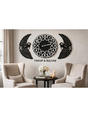 Odalar Için Duvar Saati Kişiye Özel Saat 40 cm Kuşlar 40 cm Dir.no 62