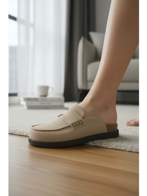 Konfores 2235 Iç Dış Hakiki Süet Deri Tam Ortopedik Üst Kalite Ev,ofis,misafir,damat ve Gelin Çeyizlik Terlik - NKT02235-BEJ-45