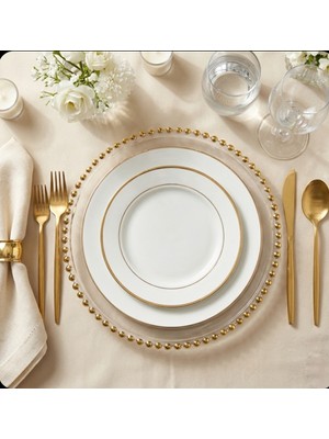 Le Paon 6'lı Set Incili Supla Takımı 30 cm Kırılmaz Polikarbon Şeffaf Amerikan Servis