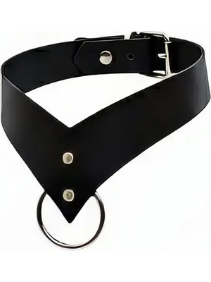 MOTTO10 Butik Siyah Choker Deri Halka Detaylı - APFT1370