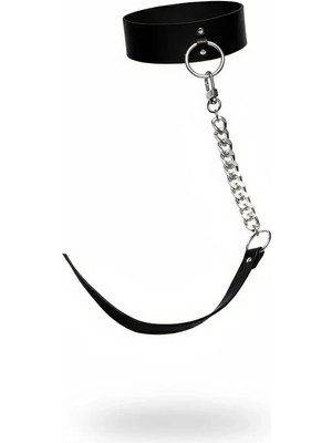 MOTTO10 Butik Siyah Choker Kalın Deri Zincir Detaylı - APFT282
