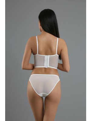 Cotonhause Kadın Push-Up Ekru Büstiyer Sütyen Takım – Dantelli Uzun Form C7T5N1433