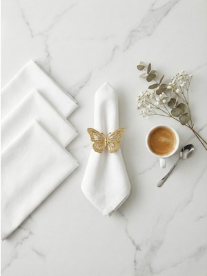 Le Paon 6'lı Leke Tutmaz Ütü Istemez Dream Kumaş Peçete ve Kelebek Peçete Halkası Seti