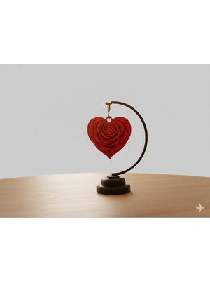 Dskatman Sevgililer Günü Özel: Dekoratif 3D Tasarım Askılı Gül Kalp Biblo - Kırmızı