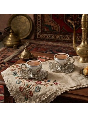E Orient Türk Kahvesi Sunum Seti 2 Li Metal Kahve Fincan Takımı Kahve Fincanı Damat Fincanı Porselen