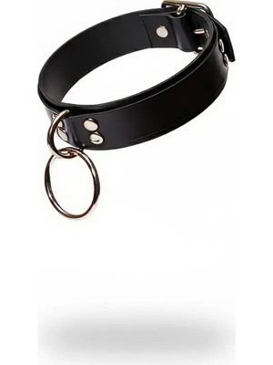 MOTTO10 Butik Siyah Choker Deri Büyük Halka Detaylı - APFT971