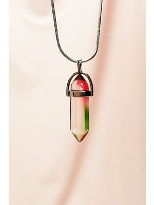 FRY Anyolit 2 Doğal Taşı Zincirli El Yapımı Tasarımlı Kolye Uç: 3,5 cm Zincir: 20 cm Kutulu