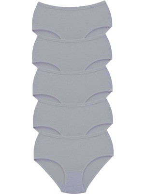 FRY 5 Adet Tutku Kadın Yüksek Bel Bato Kalın Lastik Külot Gri