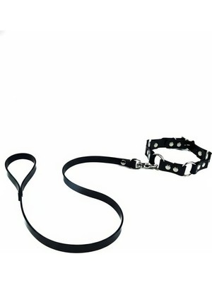 MOTTO10 Butik Siyah Choker Zımbalı Metal Halkalı Boyunluk - APFT309