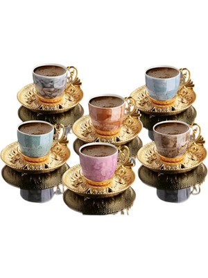 FRY Lal Desenli Mix Kahve Seti ROYALEKS-BSM109