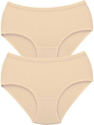 FRY 2 Adet Tutku Kadın Yüksek Bel Bato Kalın Lastik Külot Ten