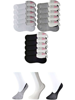 FRY Siyah Gri ve Beyaz Kadın Babet Çorap 15 Çift