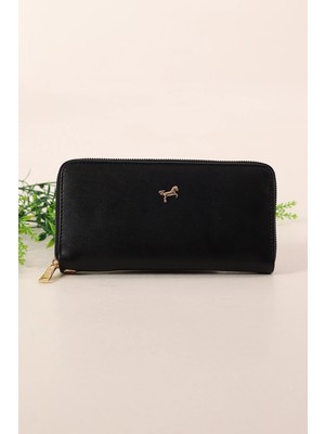 Clodi Hakiki Deri Görünümlü Büyük Boy Kadın Cüzdan - Fermuarlı Çok Bölmeli Şık Portföy