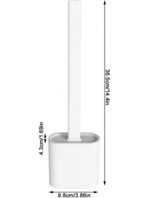 Brentino Yeni Nesil Silikon Klozet Fırçası Standlı Duvara Asılabilir Esnek Başlık Derin Temizlik 36,5 cm