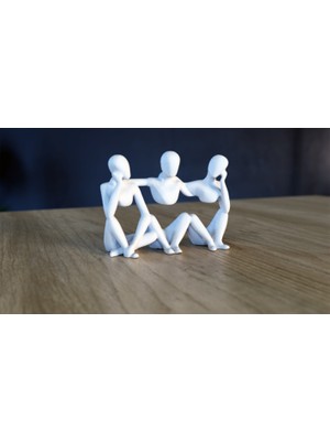 Atölye Matris Düşünen 3 Arkadaş Soyut Heykel Biblo Dekoratif Obje 10 cm Yükseklik 3D Baskı Pla Plastik