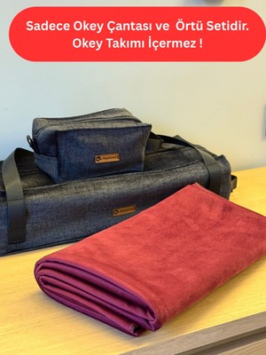 Mady Aksesuar Okey Takım Çantası Antrasit ve Oyun Masa Örtüsü 2 Si Birlikte Takım