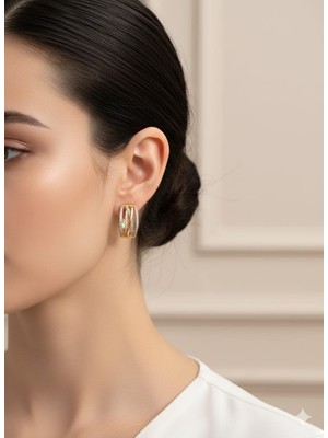 Akfecan Çelik Zirkon Taşlı Küpe