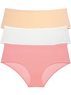 FRY 3 Adet Kadın Yüksek Bel Bato Külot Ten Krem Pudra