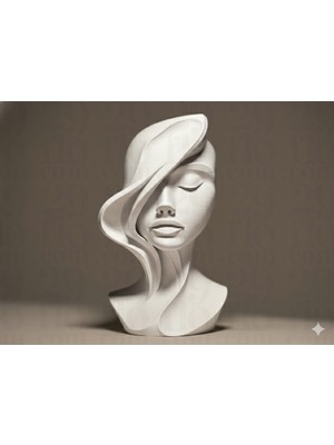 Atölye Matris Yarı Dazlak Saçlı Kadın Biblo Dekoratif Obje 12 cm Yükseklik 3D Baskı Pla Plastik