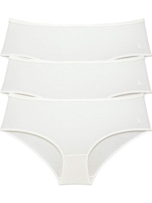 FRY 3 Adet Kadın Yüksek Bel Bato Külot Krem