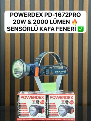 Powerdex PD-1672-PRO Profesyonel Kafa Lambası | 20W – 1000 Lümen – 4800 Mah – Sensörlü – Type-C Şarjlı