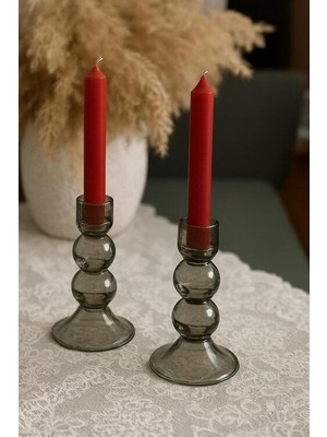 Artnest Kırmızı Yılbaşı Şamdan Mumu,  Kırmızı Yılbaşı Mumu 2 Li Set, Özel Günler, Dekoratif Mumlar, Hediyelik Mumlar
