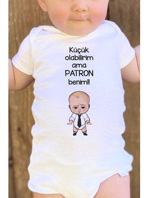 Overoz Patron Bebek Küçük Olabilirim Ama Patron Benim Baskılı Bebek Body Zıbın 5206