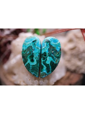 Aries 22.75CT 23.6X11.1MM Pear Natural Malachite&chrysacolla  Pair