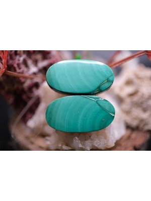 Aries 44.60CT 25.5X13.3MM Oval Natural Malachite Pair