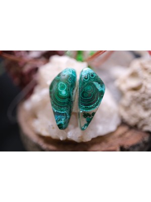 Aries 18.05CT 22.3X10.1MM Pear Natural Malachite Pair