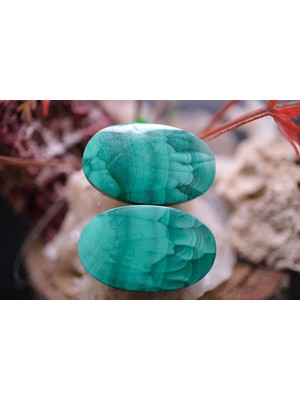 Aries 46.90CT 25.7X15.8MM Oval Natural Malachite Pair