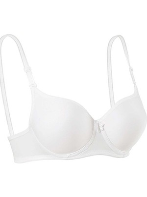 FRY Destekli Slikonlu Düz Sütyen Beyaz