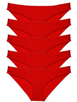 FRY 5 Adet Süper Eko Set Likralı Kadın Slip Külot Kırmızı
