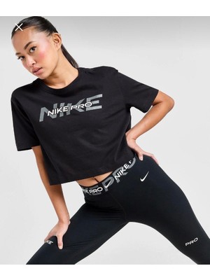 Nike Pro Graphic Cropped Training Short-Sleeve Siyah Kadın T-Shirt HF0762-010