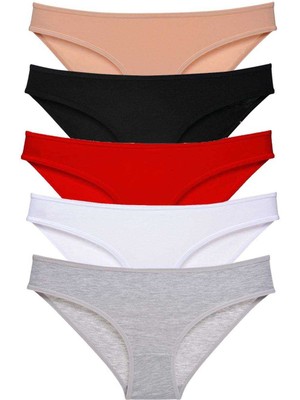 FRY 5 Adet Süper Eko Set Likralı Kadın Slip Külot Çok Renkli