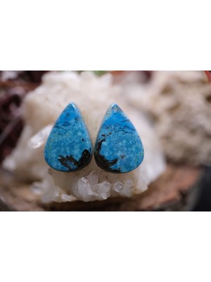 Aries 11.85CT 15.8X11MM Natural Pear Azurite Pair