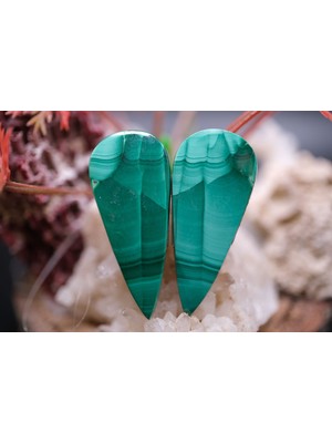 Aries 40.00CT 31.6X13.7MM Pear Natural Malachite Pair