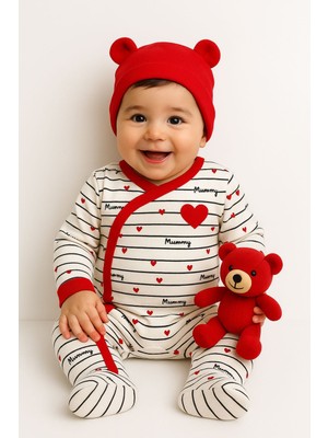 Aki Moda Kids Kız Yenidoğan Bebek I Love Mom Dad Baskılı Tulum