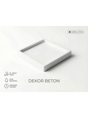 Esepix Kare Beton Dekoratif Tepsi Minimalist Takı Düzenleyici ve Anahtarlık Obje Altlığı