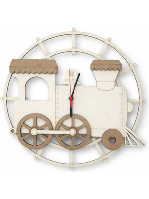 Başarır Lazer Dekoratif Ahşap Tren Duvar Saati