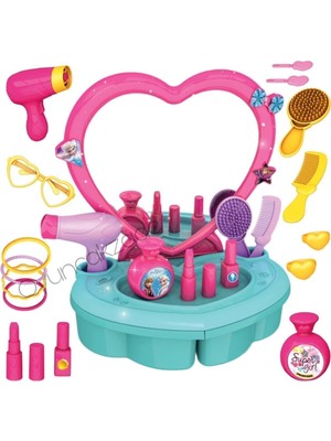 Oyuncakzade Çekmeceli Güzellik Salonu 17 Parça Aksesuarlı Gerçek Aynalı Kız Çocuk Makyaj Seti