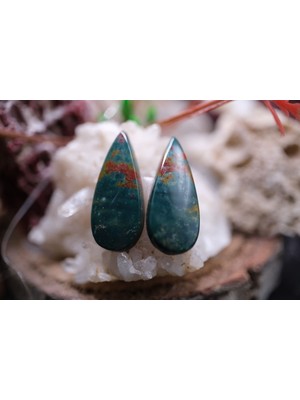 Aries 13.55CT 28.6x9.9mm Natural  Blood Stone Pair