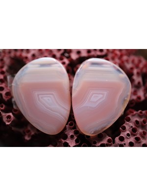 Aries 37.75CT 27.6X21.3MM Natural Banded Agate Pair
